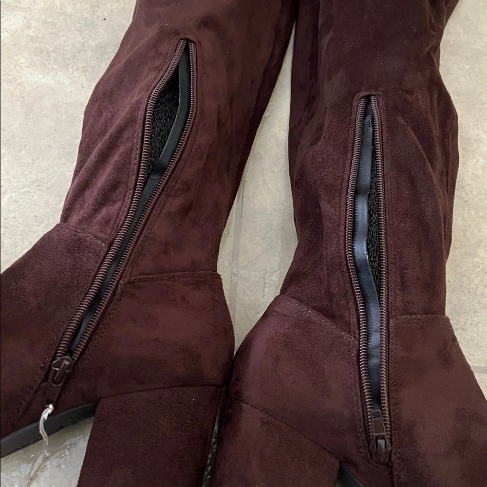 Chocolate Brown Microsuede Christian Siriano Over-the-Knee Boots NWT Size 8